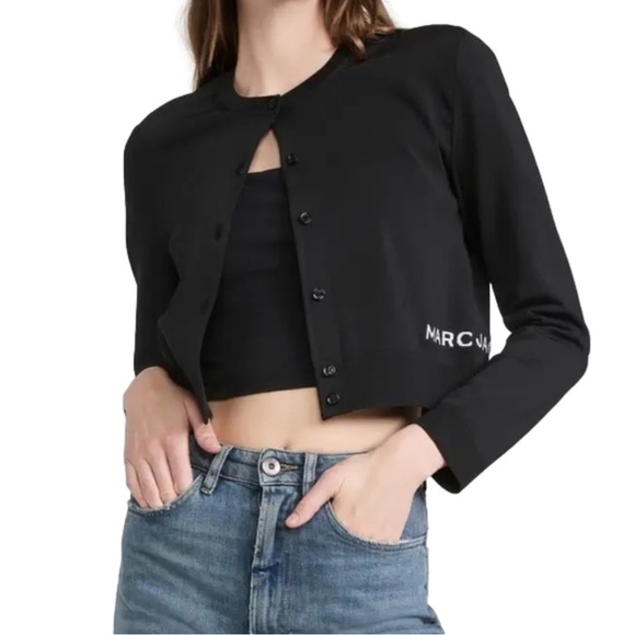 Marc Jacobs Sweaters - SOLD Marc Jacobs The Cropped Cardigan with Button Placket & Side White Lettering
